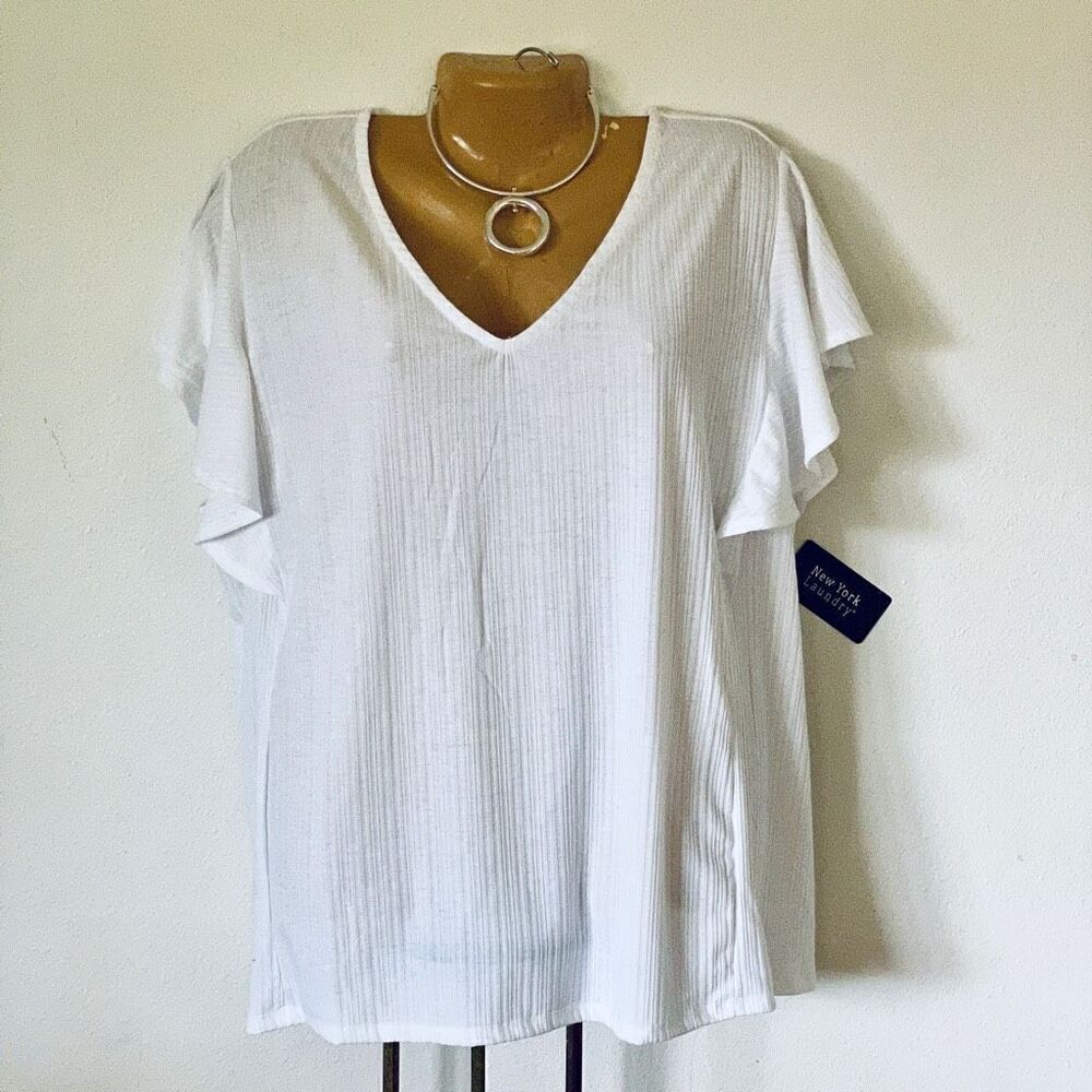 NWT Gorgeous New York Laundry 3X Plus Sz White Cute Short Sleeve Flowy Tunic Top